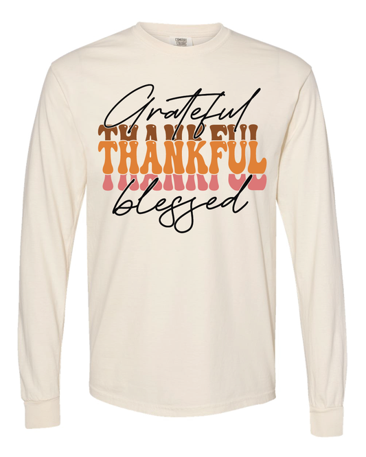 Grateful Thankful Blessed Long Sleeve